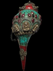 Antique Tibetan Vajrayana Buddhism Buddha & Dorji Shankha - Image 3