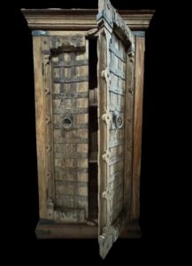 Old Rustic Cabinet with Iron Lattice India - Image 2