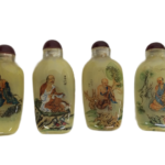 Wise Elder Glass Snuff Bottle Short Set