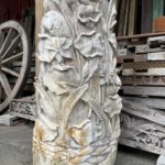 Hand Carved Petrified Wood - Lotus Pond