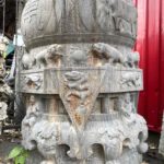 Antique Gray Marble Hexagon Column Base