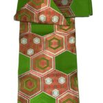 Japanese Nagoya Obi Green Hexagon