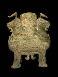 Double Ram Bronze Zun Vessel Shang Era Style - Image 5