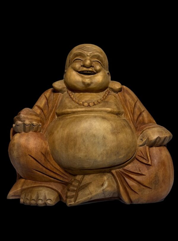 Hand Carved Suar Two Tone Hotei Joyful - Image 1