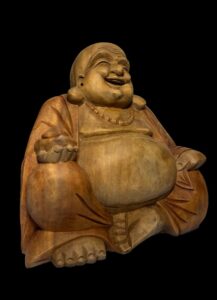 Hand Carved Suar Two Tone Hotei Joyful - Image 2