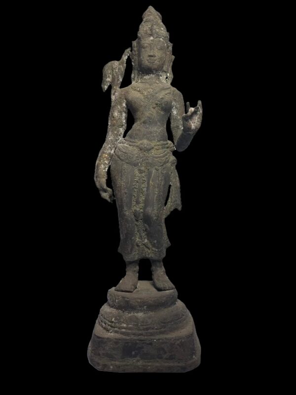 Relic Brass Dewi Sri Stands Atop Lotus Base - Image 1