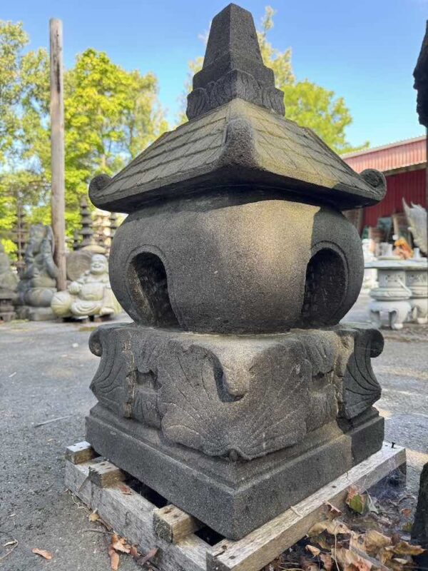 32" Old Javanese Temple Lava Stone Lantern - Image 2