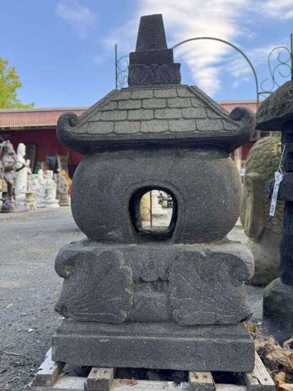 32" Old Javanese Temple Lava Stone Lantern - Image 3