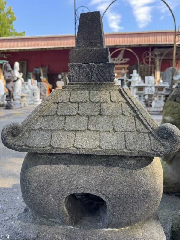32" Old Javanese Temple Lava Stone Lantern - Image 4