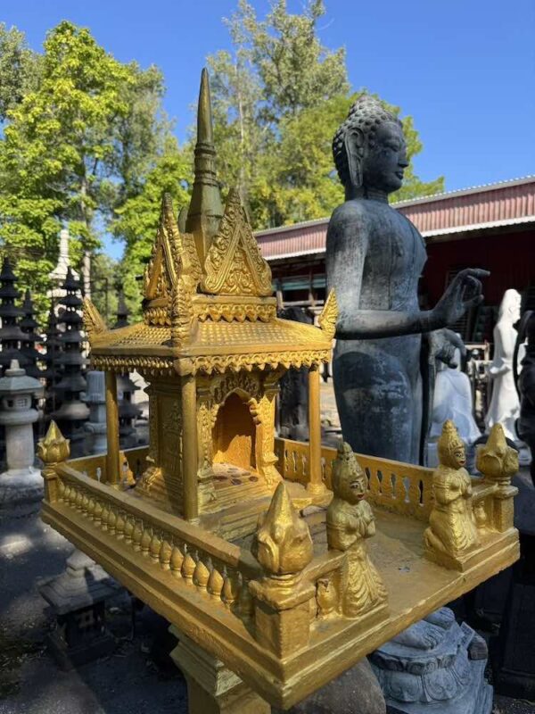 Vintage Gold Painted Spirit House San Phra Phum - Image 4