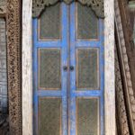 Old Hand Carved Javanese Door Ornate Blue