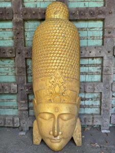 Hand Carved Large Buddha Face Mask 1970's - Image 2