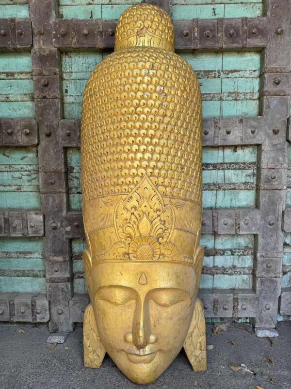 Hand Carved Large Buddha Face Mask 1970's - Image 2