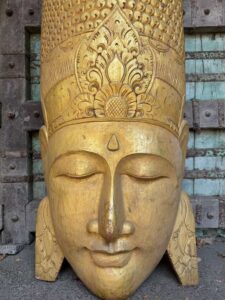 Hand Carved Large Buddha Face Mask 1970's - Image 4