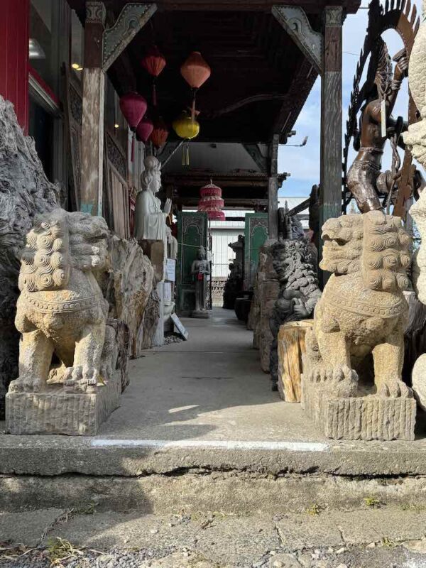 Gray Marble Foo Dog Pi Yao (Pixiu) Pair - Image 1