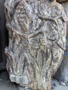 Hand Carved Petrified Wood - Peacock Atop Grape Vine - Image 5