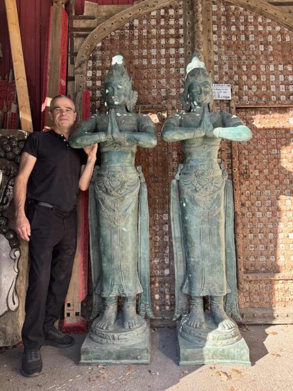 Huge Lost Wax Cast Brass Rama & Sita Sculpture - Image 2