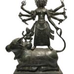 Brass Durga, Bhairava on Nandi Atop Rectangle Base