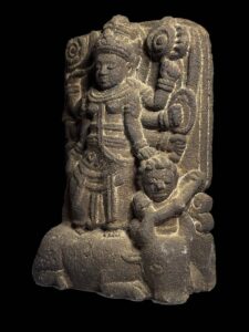Hand Carved Stone Durga, Bhairava on Nandi - Image 3
