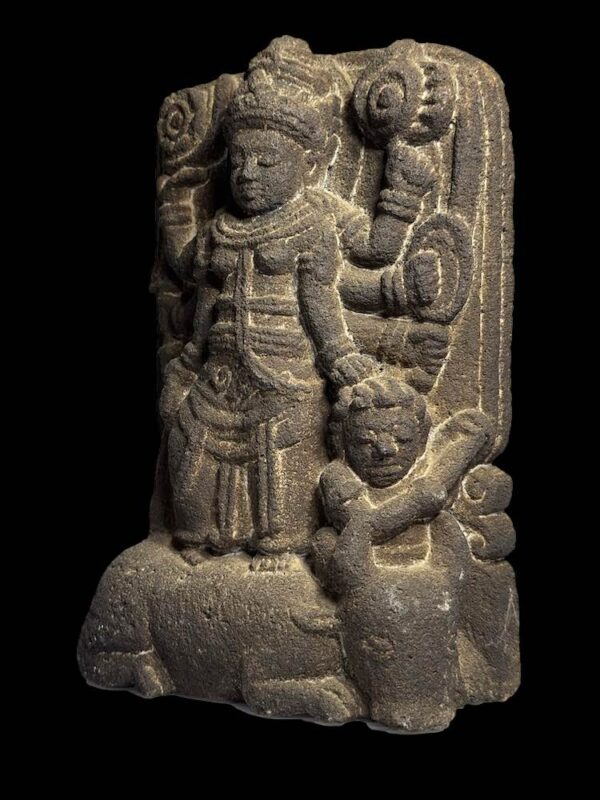 Hand Carved Stone Durga, Bhairava on Nandi - Image 3