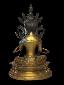 Old Sino Tibet Gold Gilded Saraswati Bronze - Image 5