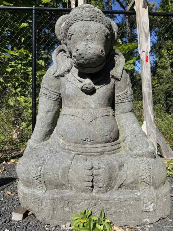 Antique Lava Stone Nandi On Base - Image 2
