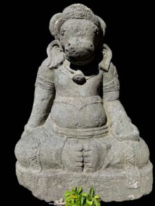 Antique Lava Stone Nandi On Base