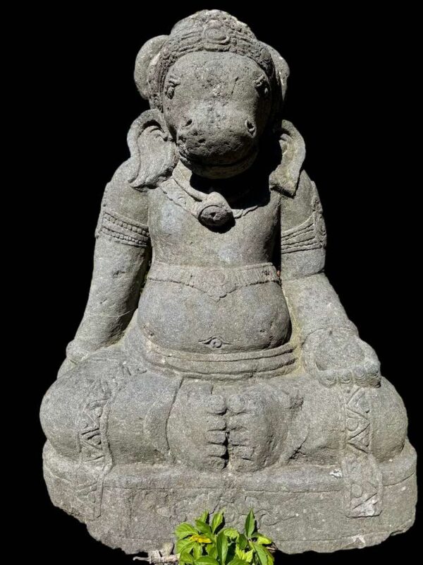 Antique Lava Stone Nandi On Base - Image 1