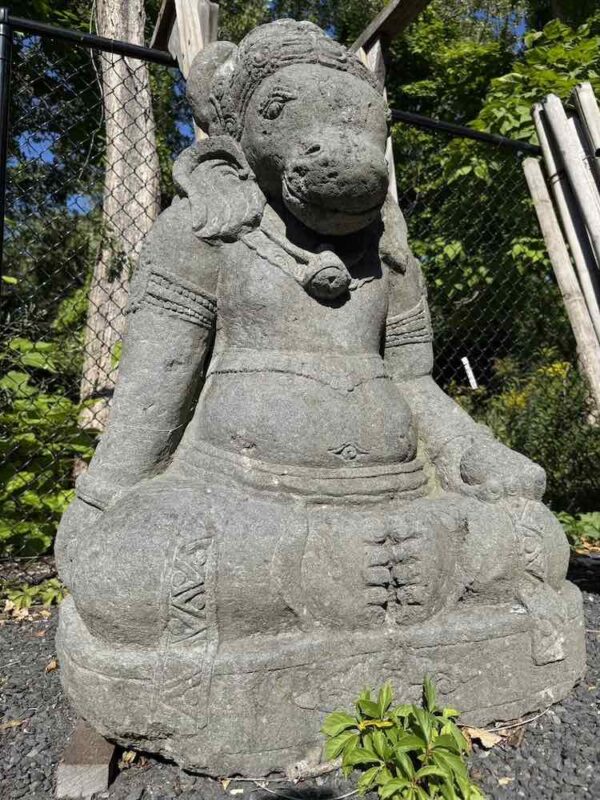 Antique Lava Stone Nandi On Base - Image 3
