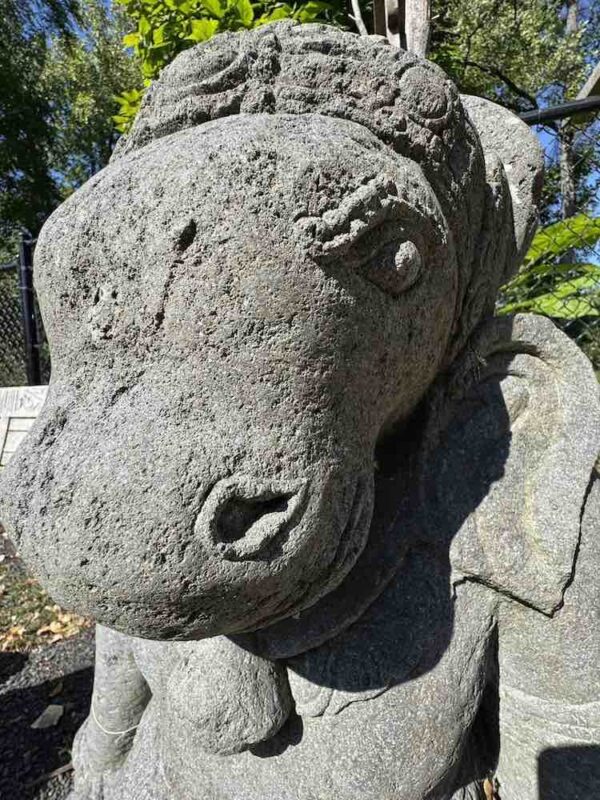 Antique Lava Stone Nandi On Base - Image 6
