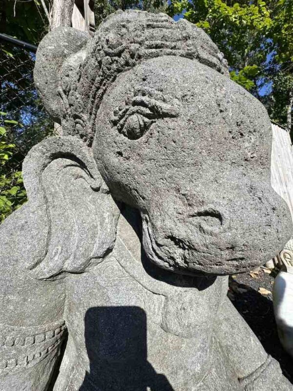 Antique Lava Stone Nandi On Base - Image 7
