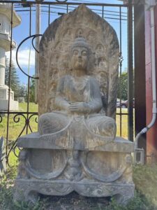 59" Old Gray Marble Sit Buddha Stella Lion Base - Image 2