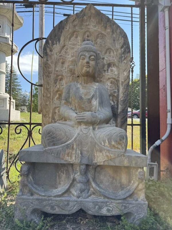 59" Old Gray Marble Sit Buddha Stella Lion Base - Image 2