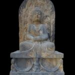 59" Old Gray Marble Sit Buddha Stella Lion Base