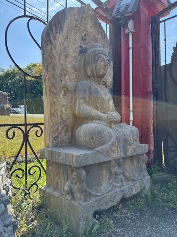 59" Old Gray Marble Sit Buddha Stella Lion Base - Image 3