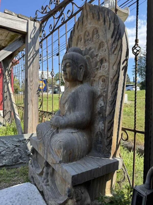 59" Old Gray Marble Sit Buddha Stella Lion Base - Image 4