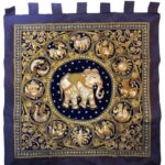 Vintage Burmese Kalaga Embroidered Wall Hanging -12 Zodiac