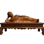 18" Hand Carved Wood Recline Buddha China