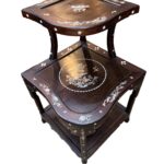 Chinese Mother Of Pearl Inlaid Rosewood Corner Table