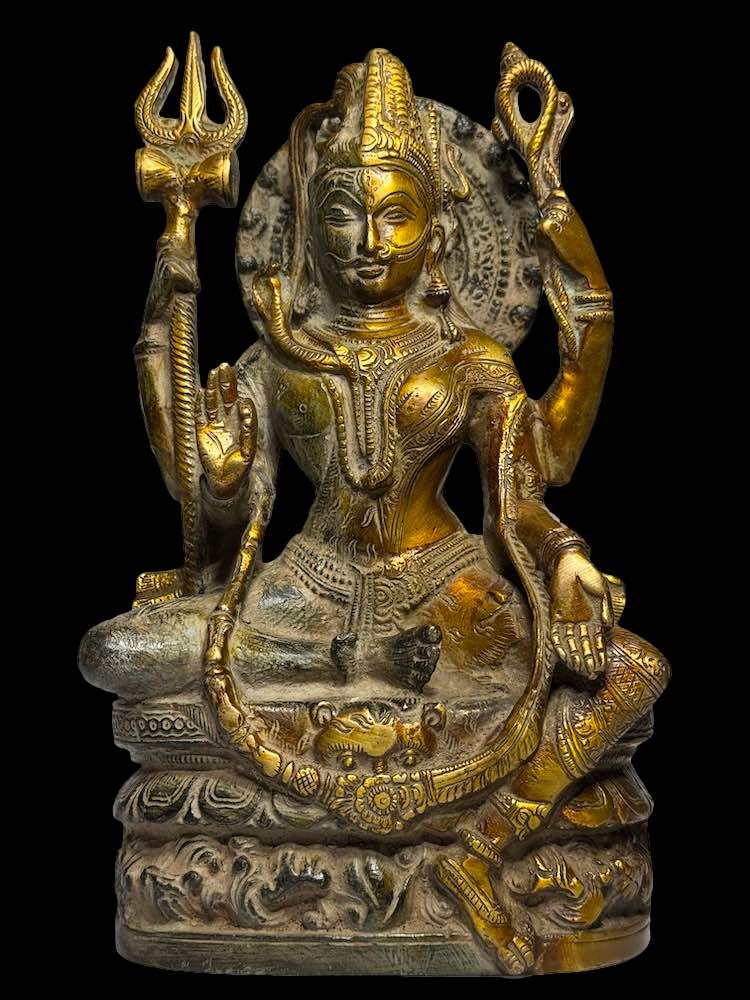 Brass Inseparable Ardhanarishvara Atop Lotus Base
