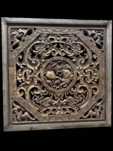 Old Koi Dragon Gate Rectangular Panel