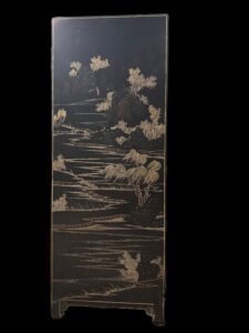 Vintage Japanese Black Lacquer Delicate Painted Cha Tansu - Image 2