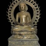 14" Lost Wax Cast Brass Buddha Ring Of Flame