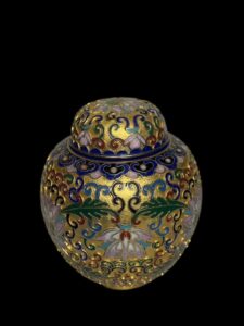Chinese Cloisonne Gold Gilded Urn Peony - Image 3