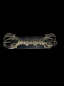 Large Brass Double Dorji Vajra Ritual Tool On Black Stand