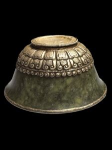 Tibetan Green Jade Silver Buddhism Offering Cup A - Image 4