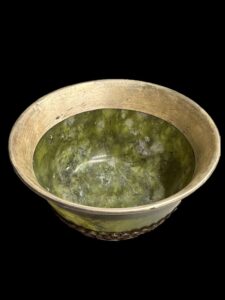 Tibetan Green Jade Silver Buddhism Offering Cup B - Image 3
