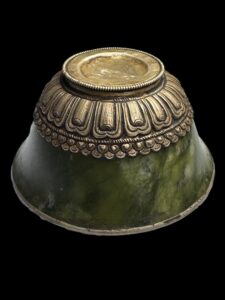 Tibetan Green Jade Silver Buddhism Offering Cup B - Image 4