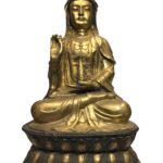 Old Gilded Sino-Tibetan Guan Yin Bronze