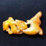 Old Jade Pendant Yellow Dragon - C